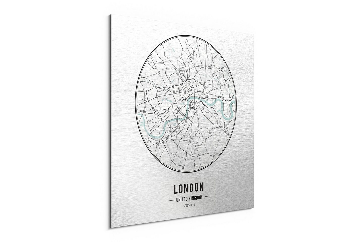 DEQORI Metallbild 'Stadtplan London', Alu Dibond Bild Aluminium Aluverbundplatte Design Wandbild Aludibond DEQORI Metallbild 'Stadtplan London', Alu Dibond Bild Aluminium Aluverbundplatte Design Wandbild Aludibond von DEQORI
