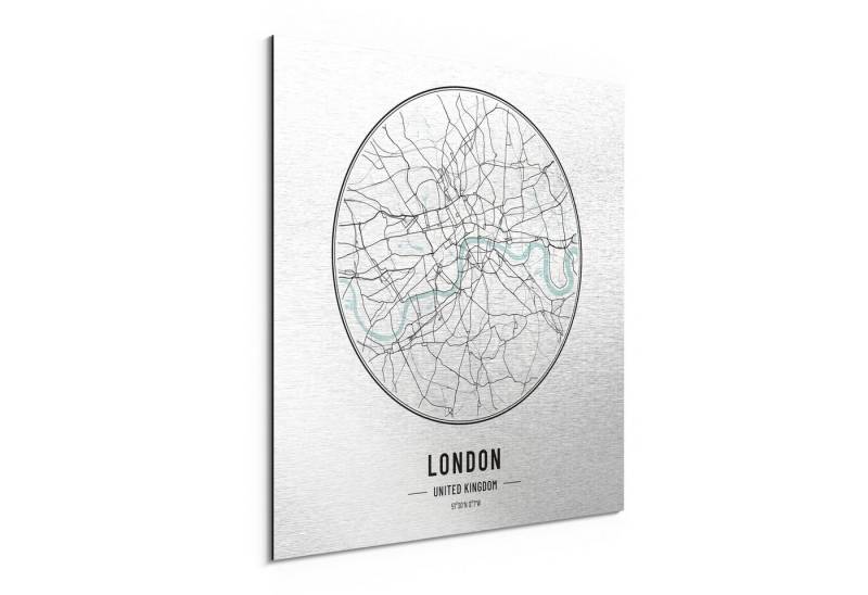 DEQORI Metallbild 'Stadtplan London', Alu Dibond Bild Aluminium Aluverbundplatte Design Wandbild Aludibond DEQORI Metallbild 'Stadtplan London', Alu Dibond Bild Aluminium Aluverbundplatte Design Wandbild Aludibond von DEQORI