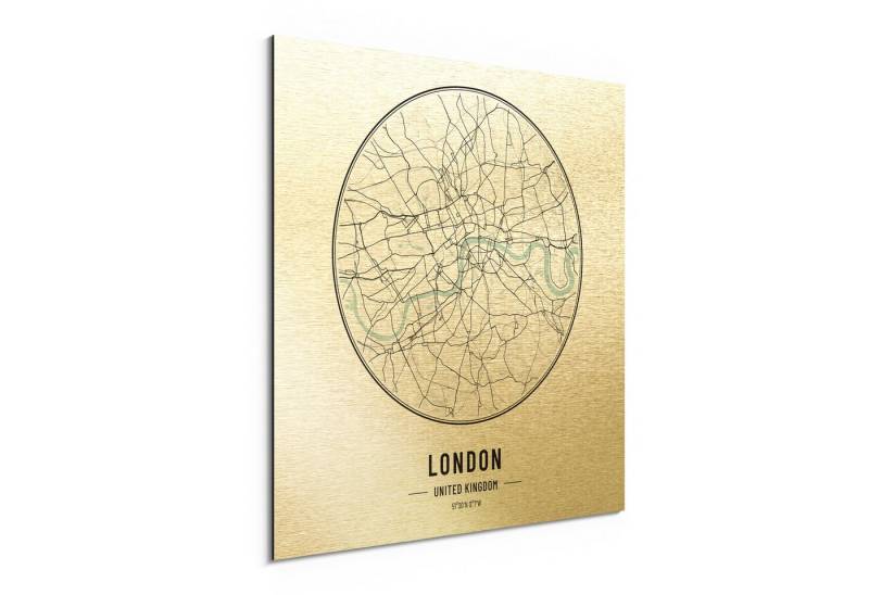 DEQORI Metallbild 'Stadtplan London', Alu Dibond Bild Aluminium Aluverbundplatte Design Wandbild Aludibond DEQORI Metallbild 'Stadtplan London', Alu Dibond Bild Aluminium Aluverbundplatte Design Wandbild Aludibond von DEQORI