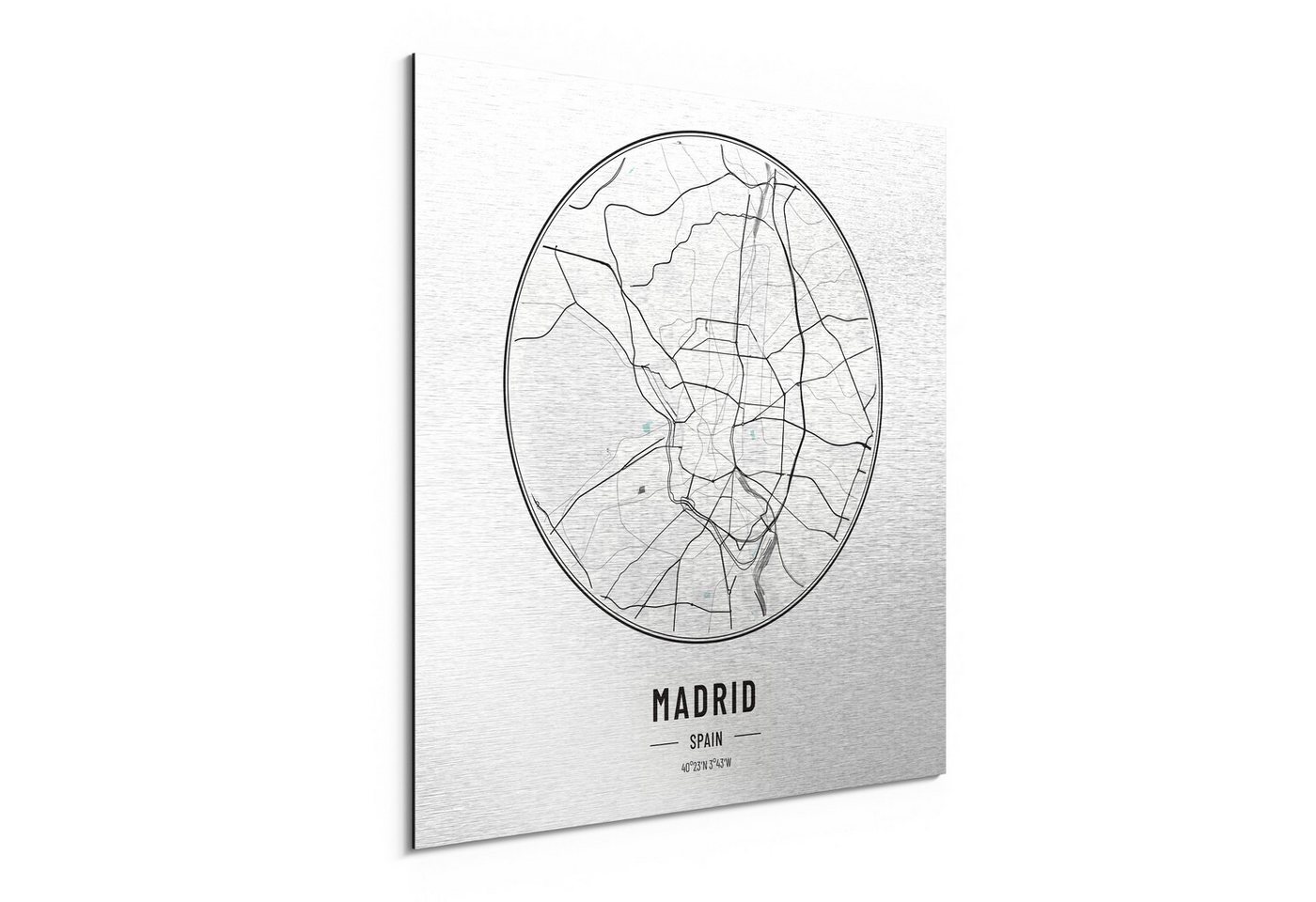 DEQORI Metallbild 'Stadtplan Madrid', Alu Dibond Bild Aluminium Aluverbundplatte Design Wandbild Aludibond DEQORI Metallbild 'Stadtplan Madrid', Alu Dibond Bild Aluminium Aluverbundplatte Design Wandbild Aludibond von DEQORI