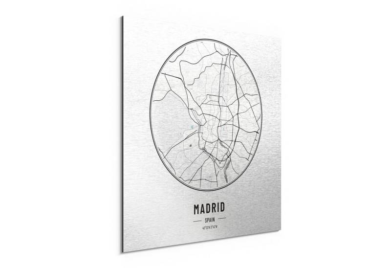 DEQORI Metallbild 'Stadtplan Madrid', Alu Dibond Bild Aluminium Aluverbundplatte Design Wandbild Aludibond DEQORI Metallbild 'Stadtplan Madrid', Alu Dibond Bild Aluminium Aluverbundplatte Design Wandbild Aludibond von DEQORI