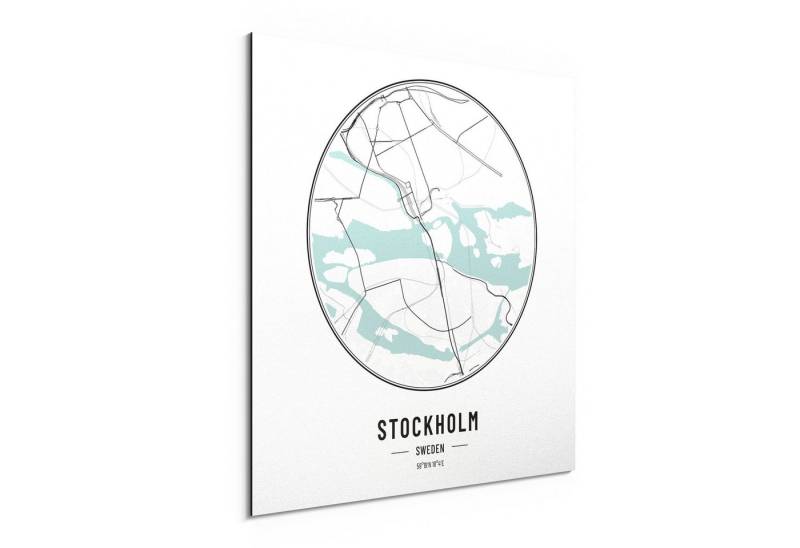 DEQORI Metallbild 'Stadtplan Stockholm', Alu Dibond Bild Aluminium Aluverbundplatte Design Wandbild Aludibond DEQORI Metallbild 'Stadtplan Stockholm', Alu Dibond Bild Aluminium Aluverbundplatte Design Wandbild Aludibond von DEQORI