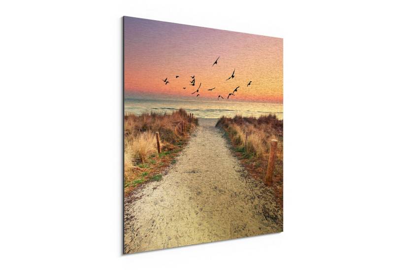 DEQORI Metallbild 'Strandaufgang zur Ostsee', Alu Dibond Bild Aluminium Aluverbundplatte Design Wandbild Aludibond DEQORI Metallbild 'Strandaufgang zur Ostsee', Alu Dibond Bild Aluminium Aluverbundplatte Design Wandbild Aludibond von DEQORI