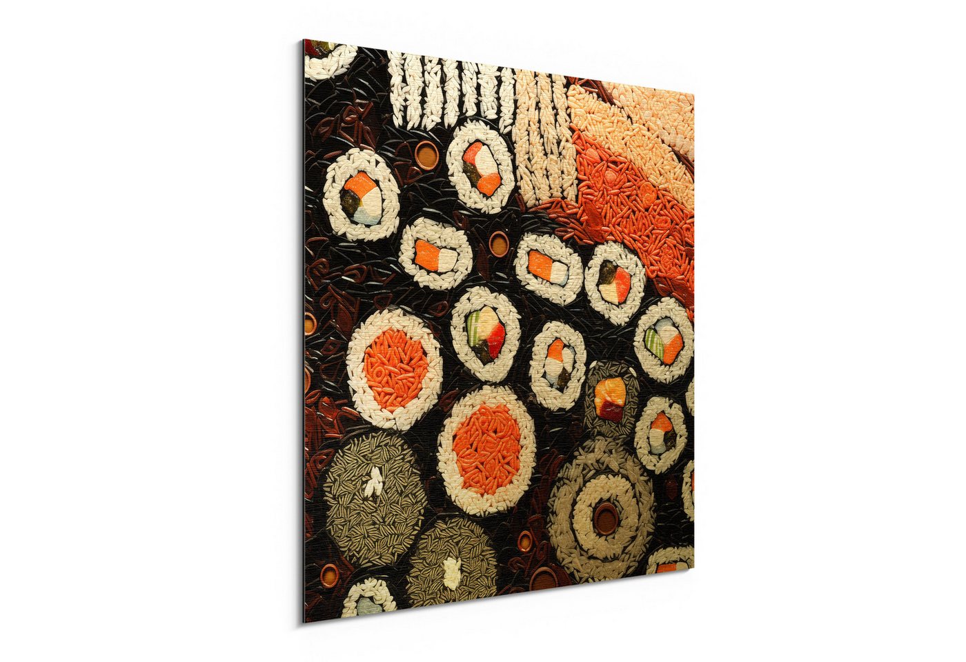 DEQORI Metallbild 'Sushi-Symphonie', Alu Dibond Bild Aluminium Aluverbundplatte Design Wandbild Aludibond DEQORI Metallbild 'Sushi-Symphonie', Alu Dibond Bild Aluminium Aluverbundplatte Design Wandbild Aludibond von DEQORI