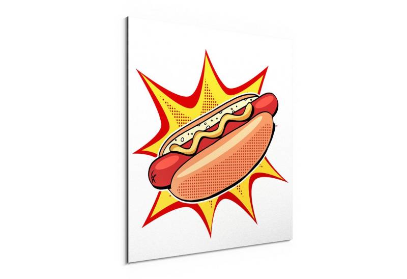 DEQORI Metallbild 'Wurst mit Wumms', Alu Dibond Bild Aluminium Aluverbundplatte Design Wandbild Aludibond von DEQORI
