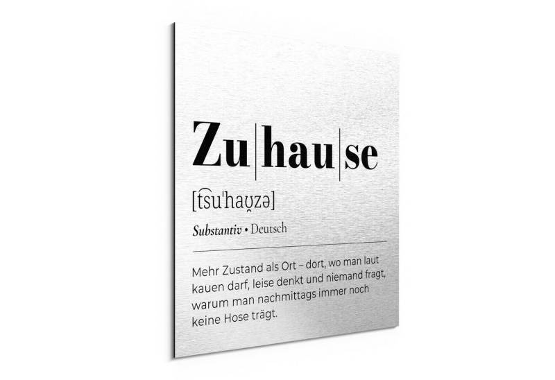 DEQORI Metallbild 'Zuhause - Definition', Alu Dibond Bild Aluminium Aluverbundplatte Design Wandbild Aludibond von DEQORI