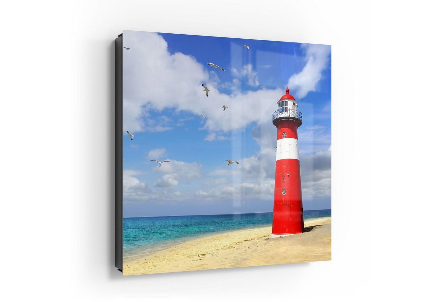 DEQORI Schlüsselkasten 'Möwen umsegeln Leuchtturm', Glas Schlüsselbox modern magnetisch beschreibbar von DEQORI