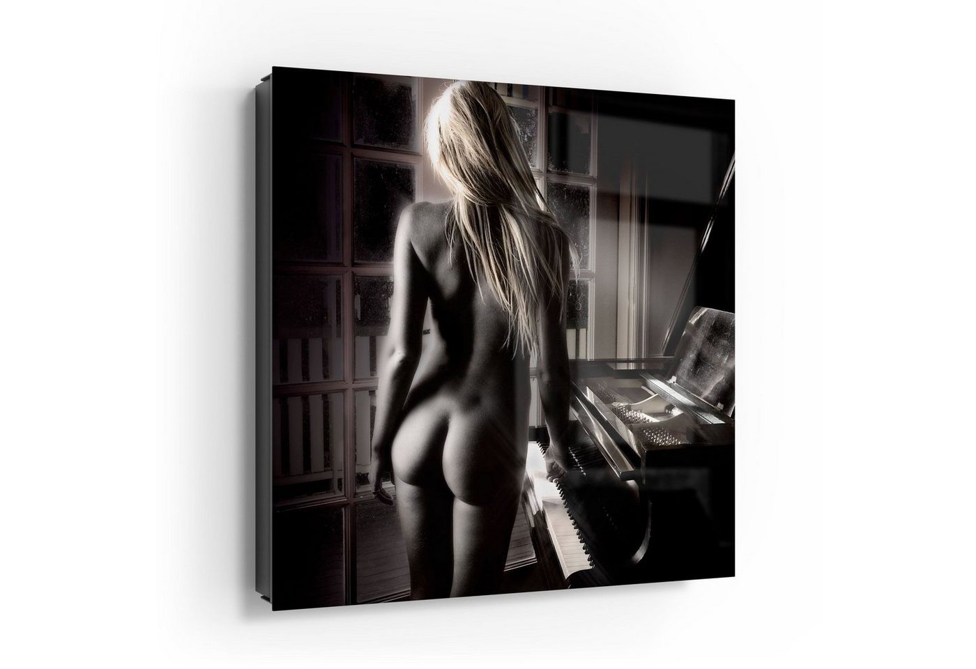 DEQORI Schlüsselkasten 'Nackte Frau am Piano', Glas Schlüsselbox modern magnetisch beschreibbar von DEQORI