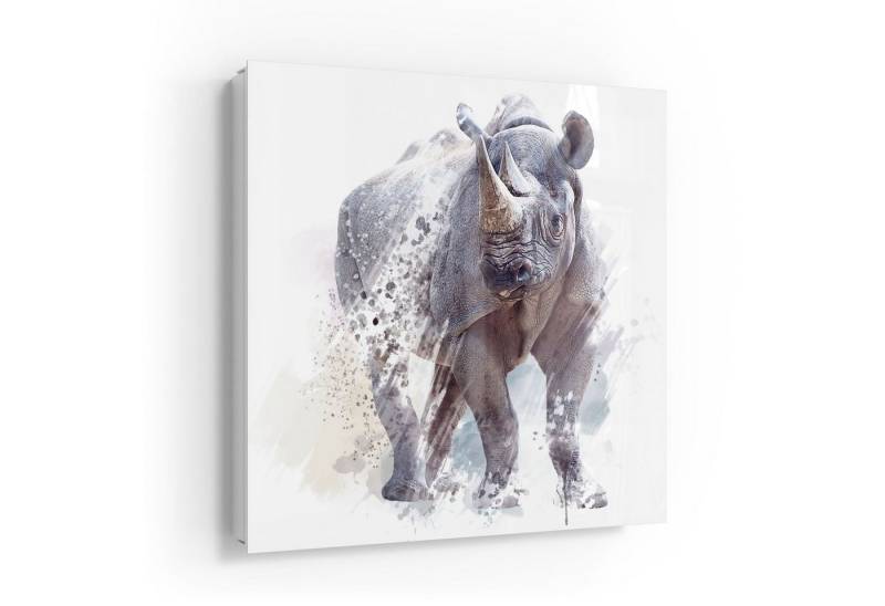 DEQORI Schlüsselkasten 'Nashorn in Aquarell', Glas Schlüsselbox modern magnetisch beschreibbar von DEQORI