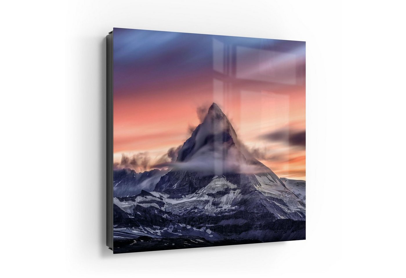 DEQORI Schlüsselkasten 'Sonnenaufgang Matterhorn', Glas Schlüsselbox modern magnetisch beschreibbar von DEQORI