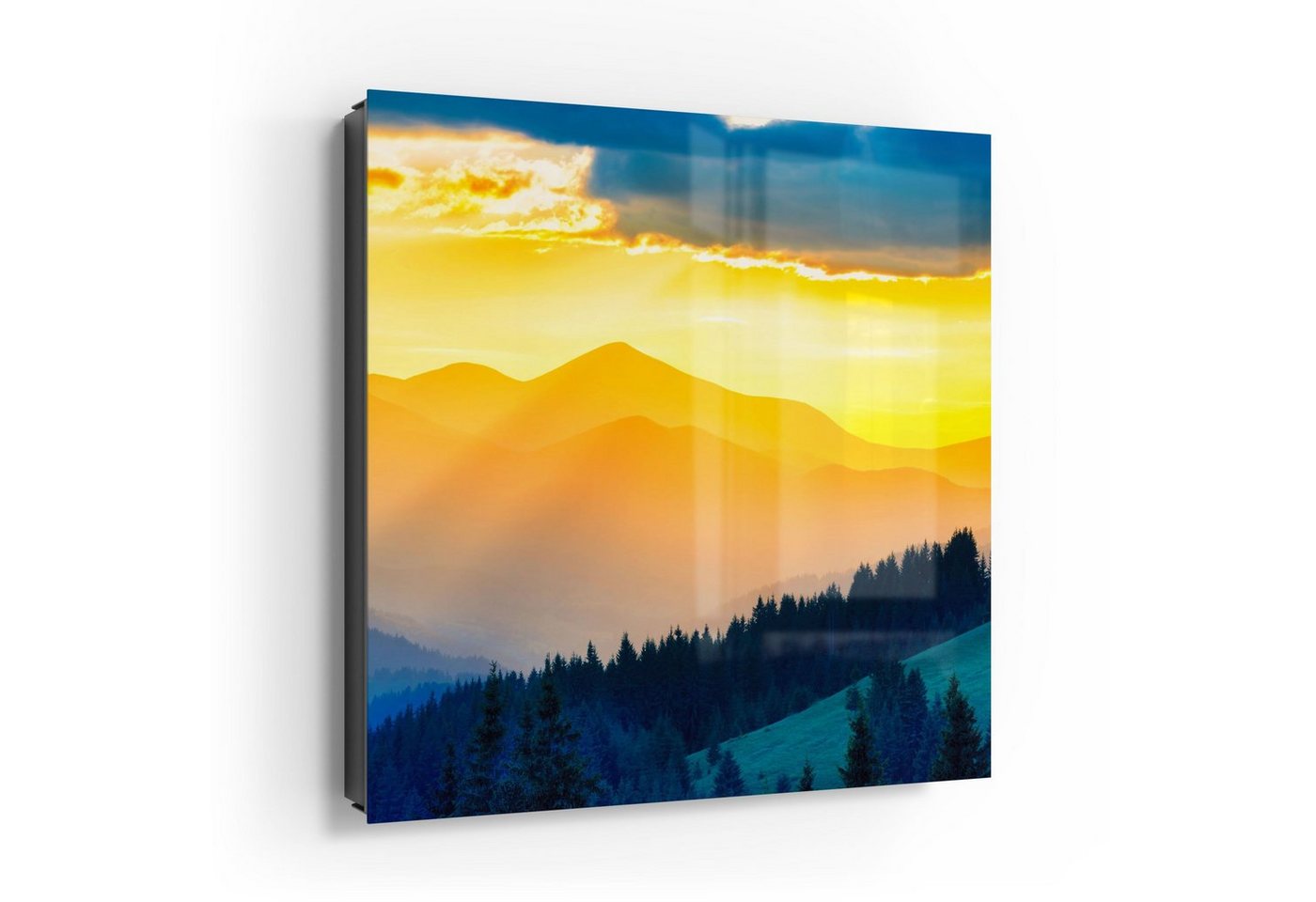 DEQORI Schlüsselkasten 'Sonnenuntergang in Bergen', Glas Schlüsselbox modern magnetisch beschreibbar von DEQORI