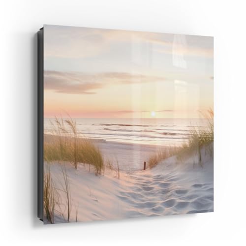 DEQORI Schlüsselkasten schwarz | 30x30 cm | Motiv Abendruhe am Strand | Glas & Metall Schlüssel-Box | Schlüsselschrank mit 50 Haken + 2 Magnete | Moderne Box magnetisch & beschreibbar von DEQORI