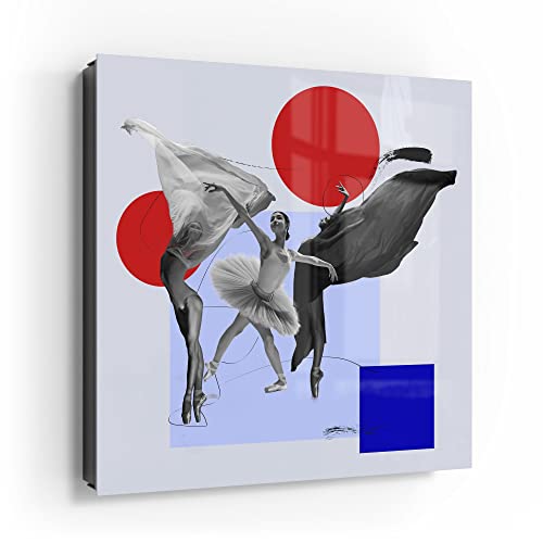 DEQORI Schlüsselkasten schwarz | 30x30 cm | Motiv Anmutiges Ballerina-Trio | Glas & Metall Schlüssel-Box | Schlüsselschrank mit 50 Haken + 2 Magnete | Moderne Box magnetisch & beschreibbar von DEQORI