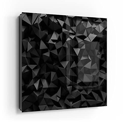 DEQORI Schlüsselkasten schwarz | 30x30 cm | Motiv Bizarre Oberfläche | Glas & Metall Schlüssel-Box | Schlüsselschrank mit 50 Haken + 2 Magnete | Moderne Box magnetisch & beschreibbar von DEQORI