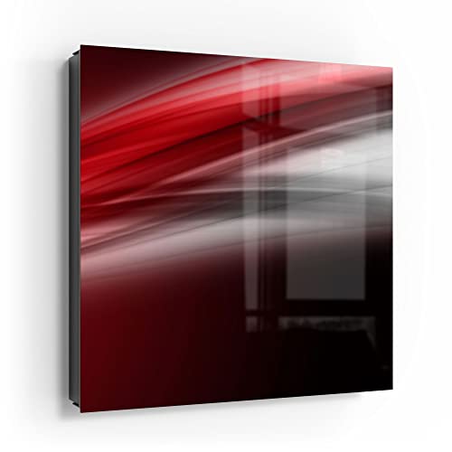 DEQORI Schlüsselkasten schwarz | 30x30 cm | Motiv Energiegeladener Schweif | Glas & Metall Schlüssel-Box | Schlüsselschrank mit 50 Haken + 2 Magnete | Moderne Box magnetisch & beschreibbar von DEQORI