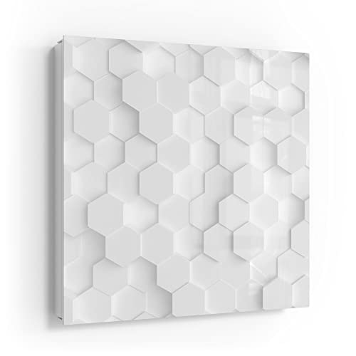 DEQORI Schlüsselkasten weiß | 30x30 cm | Motiv 3D-Wabenmuster | Glas & Metall Schlüssel-Box | Schlüsselschrank mit 50 Haken + 2 Magnete | Moderne Design Box magnetisch & beschreibbar DEQORI Schlüsselkasten weiß | 30x30 cm | Motiv 3D-Wabenmuster | Glas & Metall Schlüssel-Box | Schlüsselschrank mit 50 Haken + 2 Magnete | Moderne Design Box magnetisch & beschreibbar von DEQORI