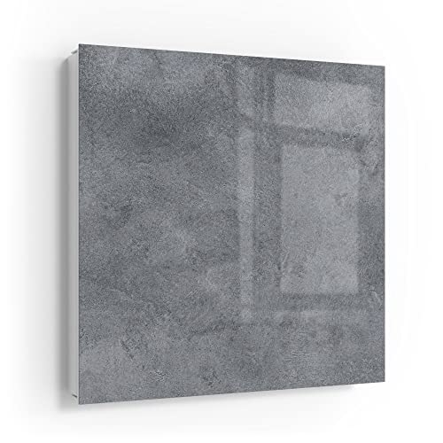 DEQORI Schlüsselkasten weiß | 30x30 cm | Motiv Betonstruktur im Detail | Glas & Metall Schlüssel-Box | Schlüsselschrank mit 50 Haken + 2 Magnete | Moderne Design Box magnetisch & beschreibbar von DEQORI