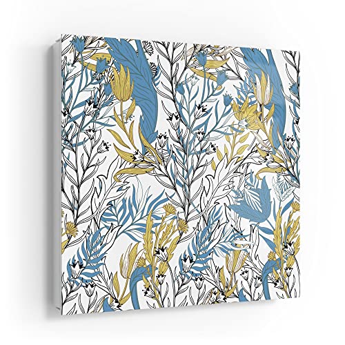 DEQORI Schlüsselkasten weiß | 30x30 cm | Motiv Detailreiche Gewächse | Glas & Metall Schlüssel-Box | Schlüsselschrank mit 50 Haken + 2 Magnete | Moderne Design Box magnetisch & beschreibbar von DEQORI