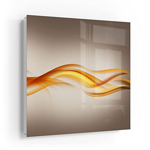 DEQORI Schlüsselkasten weiß | 30x30 cm | Motiv Flammenartige Welle | Glas & Metall Schlüssel-Box | Schlüsselschrank mit 50 Haken + 2 Magnete | Moderne Design Box magnetisch & beschreibbar von DEQORI