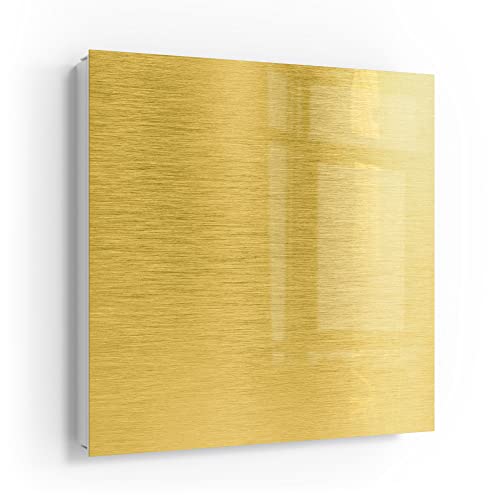 DEQORI Schlüsselkasten weiß | 30x30 cm | Motiv Gebürstete Goldoberfläche | Glas & Metall Schlüssel-Box | Schlüsselschrank mit 50 Haken + 2 Magnete | Moderne Design Box magnetisch & beschreibbar von DEQORI