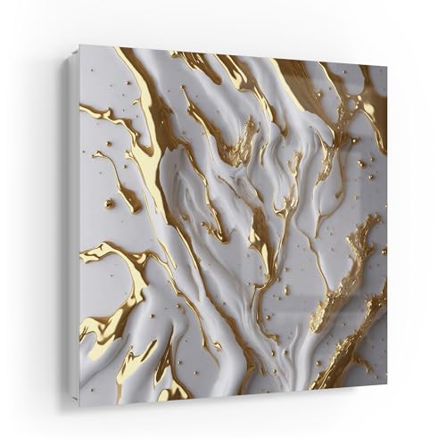 DEQORI Schlüsselkasten weiß | 30x30 cm | Motiv Goldene Fließkraft | Glas & Metall Schlüssel-Box | Schlüsselschrank mit 50 Haken + 2 Magnete | Moderne Design Box magnetisch & beschreibbar von DEQORI