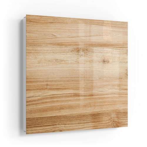 DEQORI Schlüsselkasten weiß | 30x30 cm | Motiv Holzstruktur detailliert | Glas & Metall Schlüssel-Box | Schlüsselschrank mit 50 Haken + 2 Magnete | Moderne Design Box magnetisch & beschreibbar von DEQORI