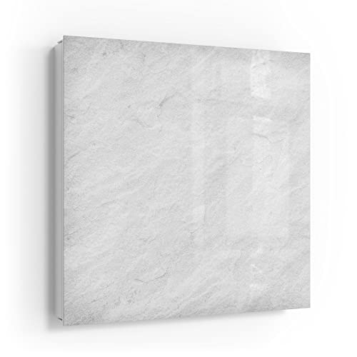 DEQORI Schlüsselkasten weiß | 30x30 cm | Motiv Reine Schiefersteintextur | Glas & Metall Schlüssel-Box | Schlüsselschrank mit 50 Haken + 2 Magnete | Moderne Design Box magnetisch & beschreibbar von DEQORI