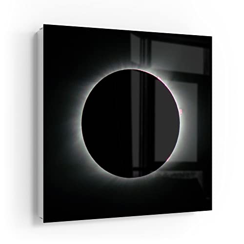 DEQORI Schlüsselkasten weiß | 30x30 cm | Motiv Sonnenfinsternis | Glas & Metall Schlüssel-Box | Schlüsselschrank mit 50 Haken + 2 Magnete | Moderne Design Box magnetisch & beschreibbar von DEQORI