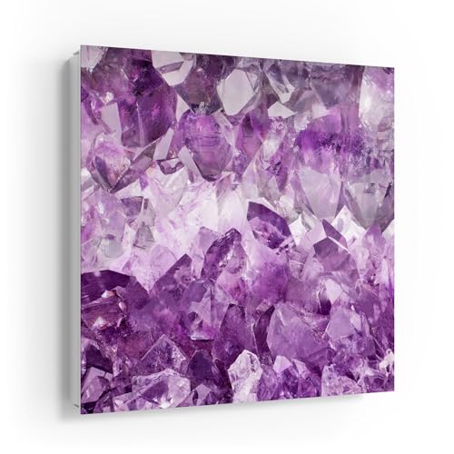 DEQORI Schlüsselkasten weiß | 30x30 cm | Motiv Violette Pracht | Glas & Metall Schlüssel-Box | Schlüsselschrank mit 50 Haken + 2 Magnete | Moderne Design Box magnetisch & beschreibbar von DEQORI