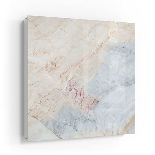 DEQORI Schlüsselkasten weiß | 30x30 cm | Motiv Zarte Marmorfärbung | Glas & Metall Schlüssel-Box | Schlüsselschrank mit 50 Haken + 2 Magnete | Moderne Design Box magnetisch & beschreibbar von DEQORI