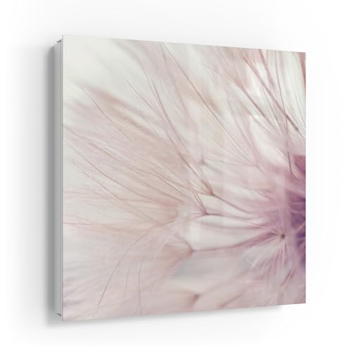 DEQORI Schlüsselkasten weiß | 30x30 cm | Motiv Zarte Pusteblume | Glas & Metall Schlüssel-Box | Schlüsselschrank mit 50 Haken + 2 Magnete | Moderne Design Box magnetisch & beschreibbar von DEQORI