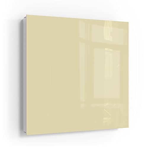DEQORI Schlüsselkasten weiß | 30x30 cm | Unifarben - Beige | Glas & Metall Schlüssel-Box | Schlüsselschrank mit 50 Haken + 2 Magnete | Moderne Design Box magnetisch & beschreibbar von DEQORI