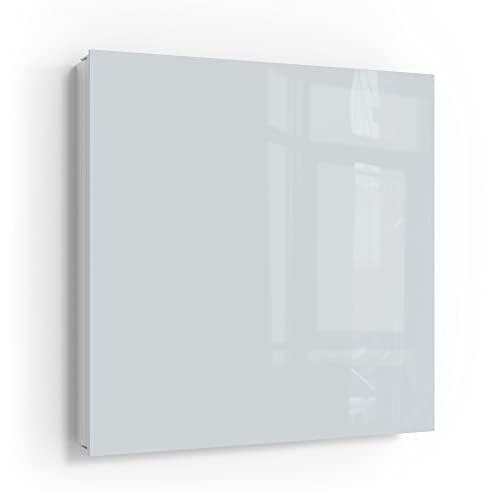 DEQORI Schlüsselkasten weiß | 30x30 cm | Unifarben - Hellgrau | Glas & Metall Schlüssel-Box | Schlüsselschrank mit 50 Haken + 2 Magnete | Moderne Design Box magnetisch & beschreibbar von DEQORI