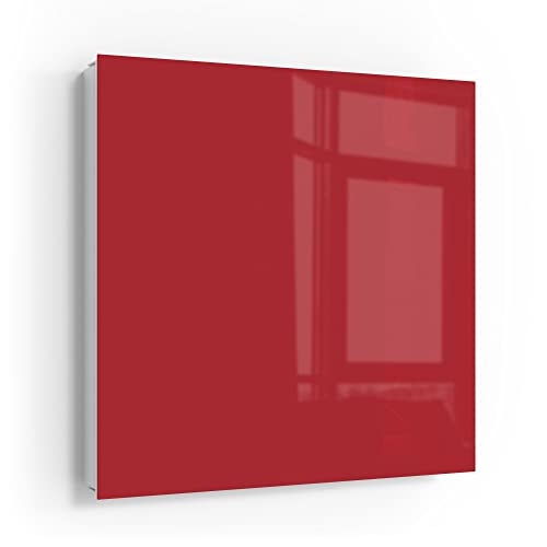 DEQORI Schlüsselkasten weiß | 30x30 cm | Unifarben - Rot | Glas & Metall Schlüssel-Box | Schlüsselschrank mit 50 Haken + 2 Magnete | Moderne Design Box magnetisch & beschreibbar von DEQORI