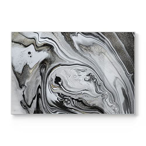 DEQORI Schneidebrett aus Glas | groß 30x20 cm | Motiv "Aufwendiger Marmordekor" | Design Schneideplatte für Küche | Frühstücksbrett antibakteriell & rutschfest | Glasplatte & Servierplatte von DEQORI