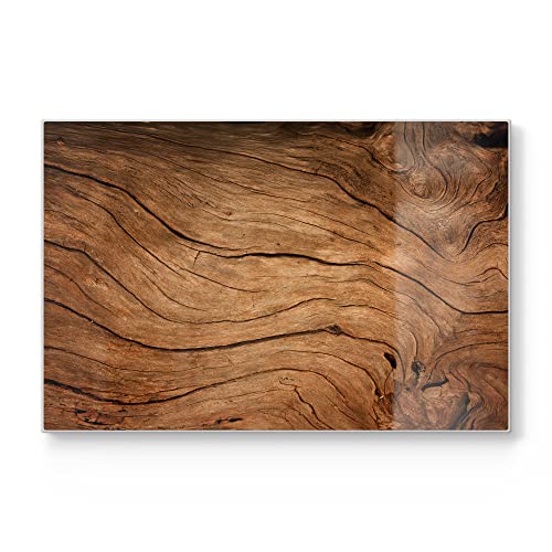 DEQORI Schneidebrett aus Glas | groß 30x20 cm | Motiv "Detaillierte Holzmaserung" | Design Schneideplatte für Küche | Frühstücksbrett antibakteriell & rutschfest | Glasplatte & Servierplatte von DEQORI