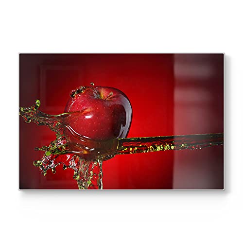 DEQORI Schneidebrett aus Glas | groß 30x20 cm | Motiv "Flüssigkeit trifft Apfel" | Design Schneideplatte für Küche | Frühstücksbrett antibakteriell & rutschfest | Glasplatte & Servierplatte DEQORI Schneidebrett aus Glas | groß 30x20 cm | Motiv "Flüssigkeit trifft Apfel" | Design Schneideplatte für Küche | Frühstücksbrett antibakteriell & rutschfest | Glasplatte & Servierplatte von DEQORI