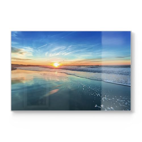 DEQORI Schneidebrett aus Glas | groß 30x20 cm | Motiv "Goldenes Küstenmeer" | Design Schneideplatte für Küche | Frühstücksbrett antibakteriell & rutschfest | Glasplatte & Servierplatte DEQORI Schneidebrett aus Glas | groß 30x20 cm | Motiv "Goldenes Küstenmeer" | Design Schneideplatte für Küche | Frühstücksbrett antibakteriell & rutschfest | Glasplatte & Servierplatte von DEQORI