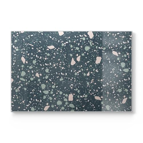 DEQORI Schneidebrett aus Glas | groß 30x20 cm | Motiv "Grüner Terrazzo" | Design Schneideplatte für Küche | Frühstücksbrett antibakteriell & rutschfest | Glasplatte & Servierplatte DEQORI Schneidebrett aus Glas | groß 30x20 cm | Motiv "Grüner Terrazzo" | Design Schneideplatte für Küche | Frühstücksbrett antibakteriell & rutschfest | Glasplatte & Servierplatte von DEQORI