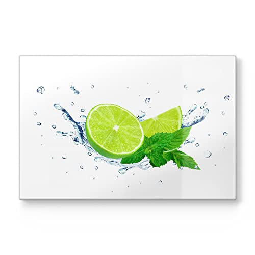 DEQORI Schneidebrett aus Glas | groß 30x20 cm | Motiv "Limette fällt ins Wasser" | Design Schneideplatte für Küche | Frühstücksbrett antibakteriell & rutschfest | Glasplatte & Servierplatte DEQORI Schneidebrett aus Glas | groß 30x20 cm | Motiv "Limette fällt ins Wasser" | Design Schneideplatte für Küche | Frühstücksbrett antibakteriell & rutschfest | Glasplatte & Servierplatte von DEQORI