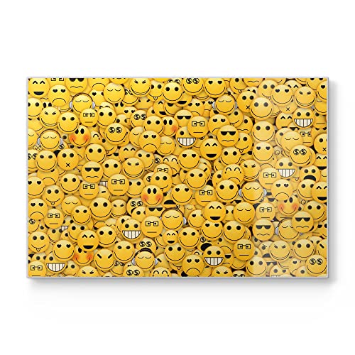 DEQORI Schneidebrett aus Glas | groß 30x20 cm | Motiv "Vielzahl von Smileys" | Design Schneideplatte für Küche | Frühstücksbrett antibakteriell & rutschfest | Glasplatte & Servierplatte von DEQORI