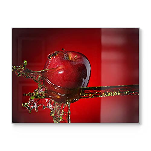 DEQORI Schneidebrett aus Glas | groß 40x30 cm | Motiv "Flüssigkeit trifft Apfel" | Design Schneideplatte für Küche | Frühstücksbrett antibakteriell & rutschfest | Glasplatte & Servierplatte DEQORI Schneidebrett aus Glas | groß 40x30 cm | Motiv "Flüssigkeit trifft Apfel" | Design Schneideplatte für Küche | Frühstücksbrett antibakteriell & rutschfest | Glasplatte & Servierplatte von DEQORI