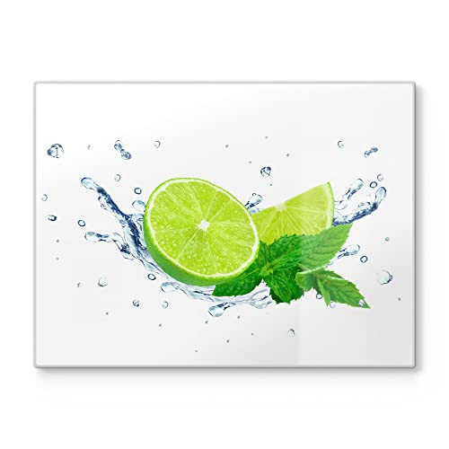 DEQORI Schneidebrett aus Glas | groß 40x30 cm | Motiv "Limette fällt ins Wasser" | Design Schneideplatte für Küche | Frühstücksbrett antibakteriell & rutschfest | Glasplatte & Servierplatte DEQORI Schneidebrett aus Glas | groß 40x30 cm | Motiv "Limette fällt ins Wasser" | Design Schneideplatte für Küche | Frühstücksbrett antibakteriell & rutschfest | Glasplatte & Servierplatte von DEQORI