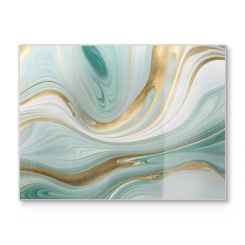 DEQORI Schneidebrett aus Glas | groß 40x30 cm | Motiv "Smaragdfarbene Wogen" | Design Schneideplatte für Küche | Frühstücksbrett antibakteriell & rutschfest | Glasplatte & Servierplatte DEQORI Schneidebrett aus Glas | groß 40x30 cm | Motiv "Smaragdfarbene Wogen" | Design Schneideplatte für Küche | Frühstücksbrett antibakteriell & rutschfest | Glasplatte & Servierplatte von DEQORI