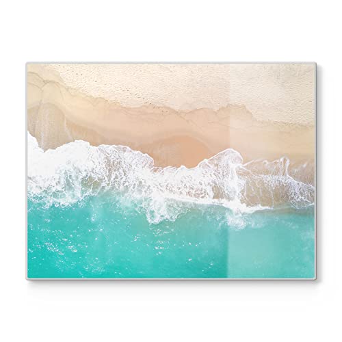 DEQORI Schneidebrett aus Glas | groß 40x30 cm | Motiv "Wellen brechen am Strand" | Design Schneideplatte für Küche | Frühstücksbrett antibakteriell & rutschfest | Glasplatte & Servierplatte DEQORI Schneidebrett aus Glas | groß 40x30 cm | Motiv "Wellen brechen am Strand" | Design Schneideplatte für Küche | Frühstücksbrett antibakteriell & rutschfest | Glasplatte & Servierplatte von DEQORI