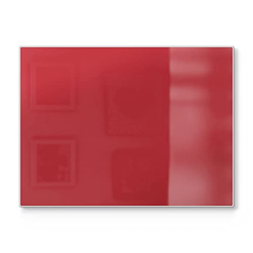 DEQORI Schneidebrett aus Glas | groß 40x30 cm | Unifarben - Rot | Design Schneideplatte für Küche | Frühstücksbrett antibakteriell & rutschfest | Glasplatte & Servierplatte von DEQORI