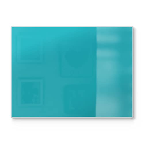 DEQORI Schneidebrett aus Glas | groß 40x30 cm | Unifarben - Türkis | Design Schneideplatte für Küche | Frühstücksbrett antibakteriell & rutschfest | Glasplatte & Servierplatte von DEQORI