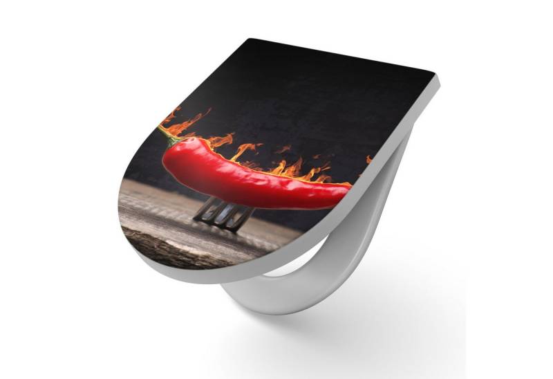 DEQORI WC-Sitz 'Brennende Chilischote', WC Toilettensitz bedruckt Klobrille Toilettendeckel Motiv WC-Brille DEQORI WC-Sitz 'Brennende Chilischote', WC Toilettensitz bedruckt Klobrille Toilettendeckel Motiv WC-Brille von DEQORI