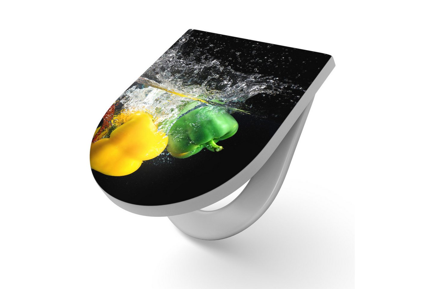 DEQORI WC-Sitz 'Drei Paprika im Wasser', WC Toilettensitz bedruckt Klobrille Toilettendeckel Motiv WC-Brille DEQORI WC-Sitz 'Drei Paprika im Wasser', WC Toilettensitz bedruckt Klobrille Toilettendeckel Motiv WC-Brille von DEQORI