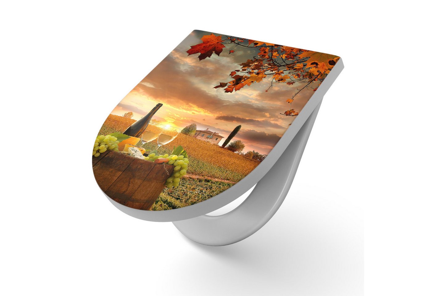 DEQORI WC-Sitz 'Fotocollage Weißwein ', WC Toilettensitz bedruckt Klobrille Toilettendeckel Motiv WC-Brille DEQORI WC-Sitz 'Fotocollage Weißwein ', WC Toilettensitz bedruckt Klobrille Toilettendeckel Motiv WC-Brille von DEQORI